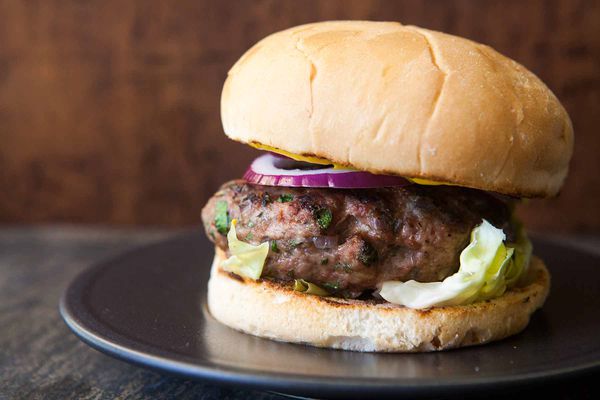 Turkey Burger with Pickled Red Onions and Feta