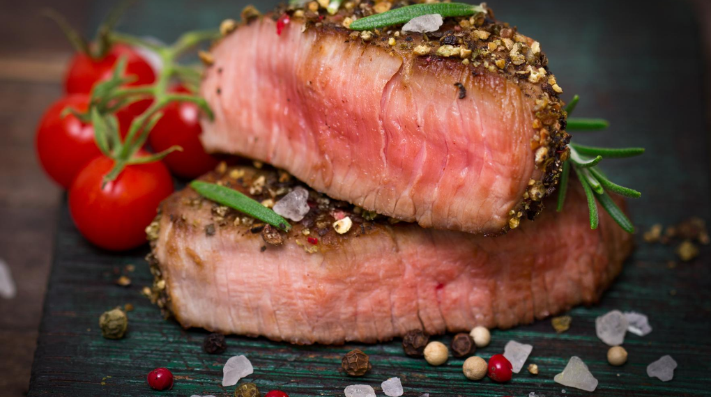 Peppered Beef Tenderloin with Slow Roasted Cauliflower and Mushroom Sauce