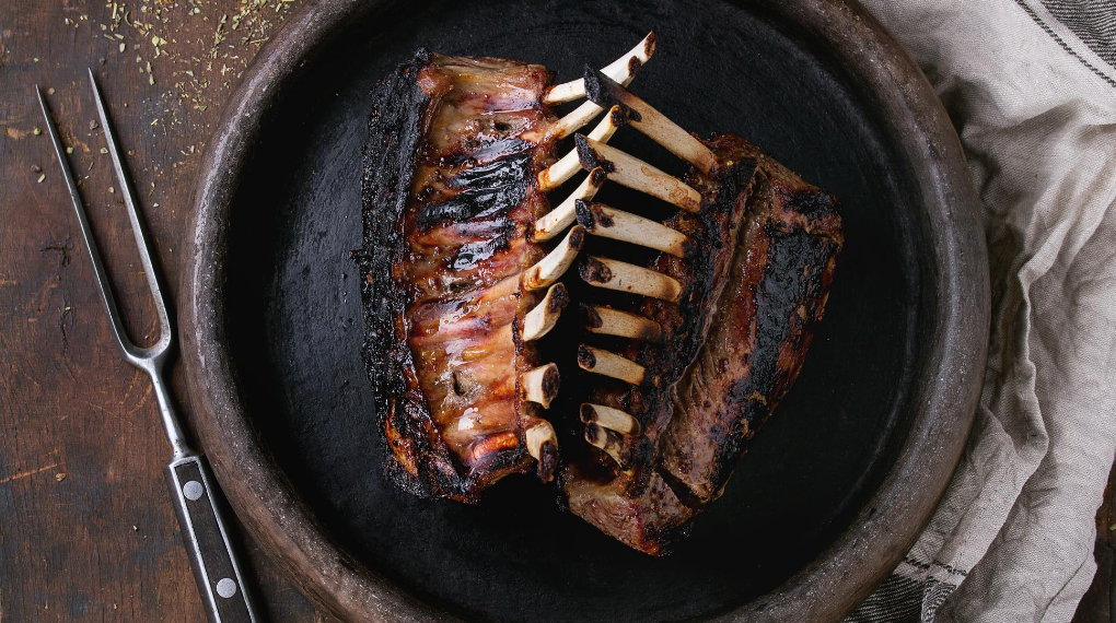 Seared Rack of Lamb with Summer Vegetable Tian and Olive Relish