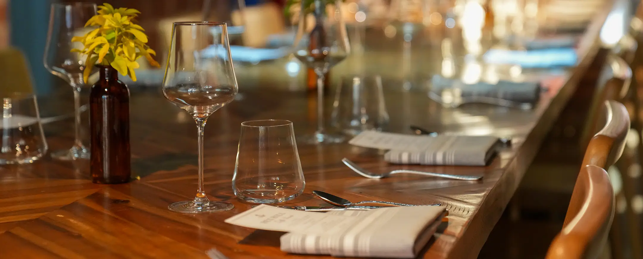 Table setting at Rex Hill Tasting room.
